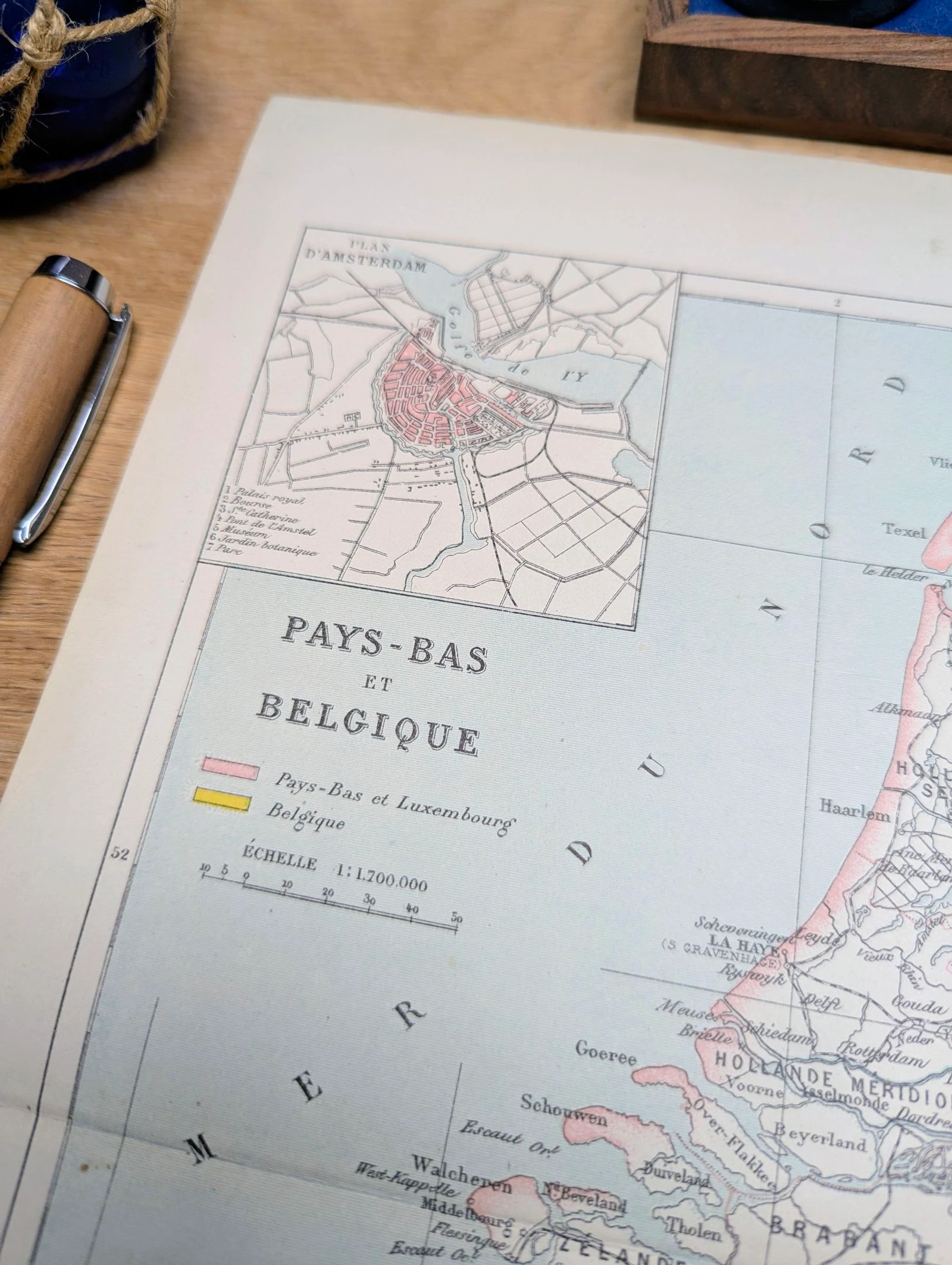 Países Baixos e Bélgica, mapa de época, 1887, Autêntico. – photo 5
